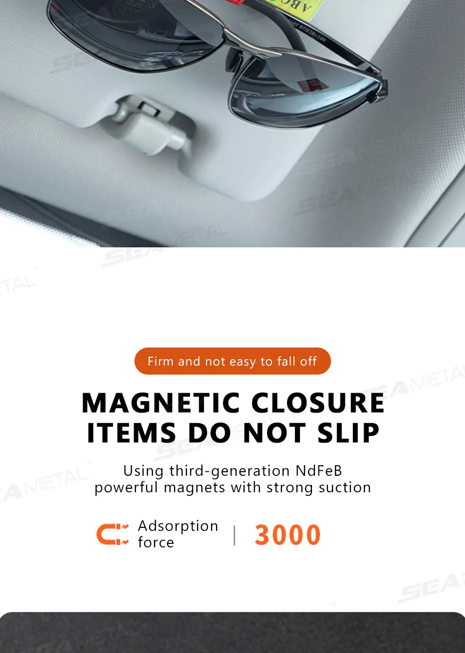 SEAMETAL Leatherette Car Glasses Clip Multifunction Sun Visor Eyeglasses Clip Magnetic Sunglasses Holder for Car Accessories