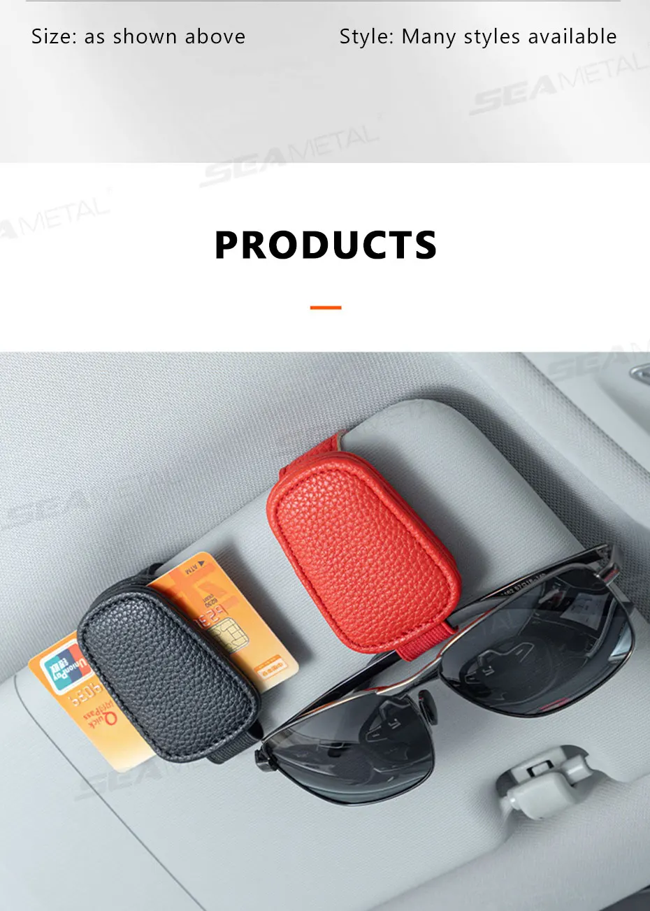 SEAMETAL Leatherette Car Glasses Clip Multifunction Sun Visor Eyeglasses Clip Magnetic Sunglasses Holder for Car Accessories