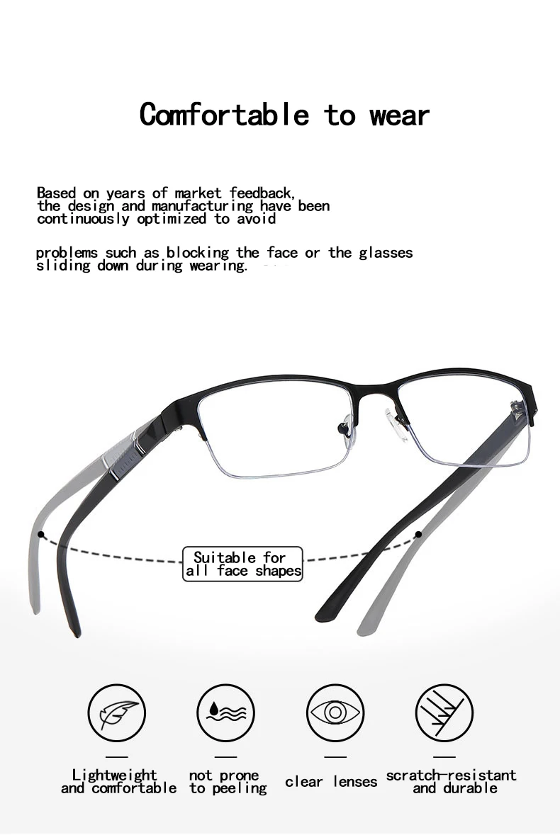 Multifocal Color-changing Men's Half-frame Smart Zoom Near-far Presbyopic Glasses806
