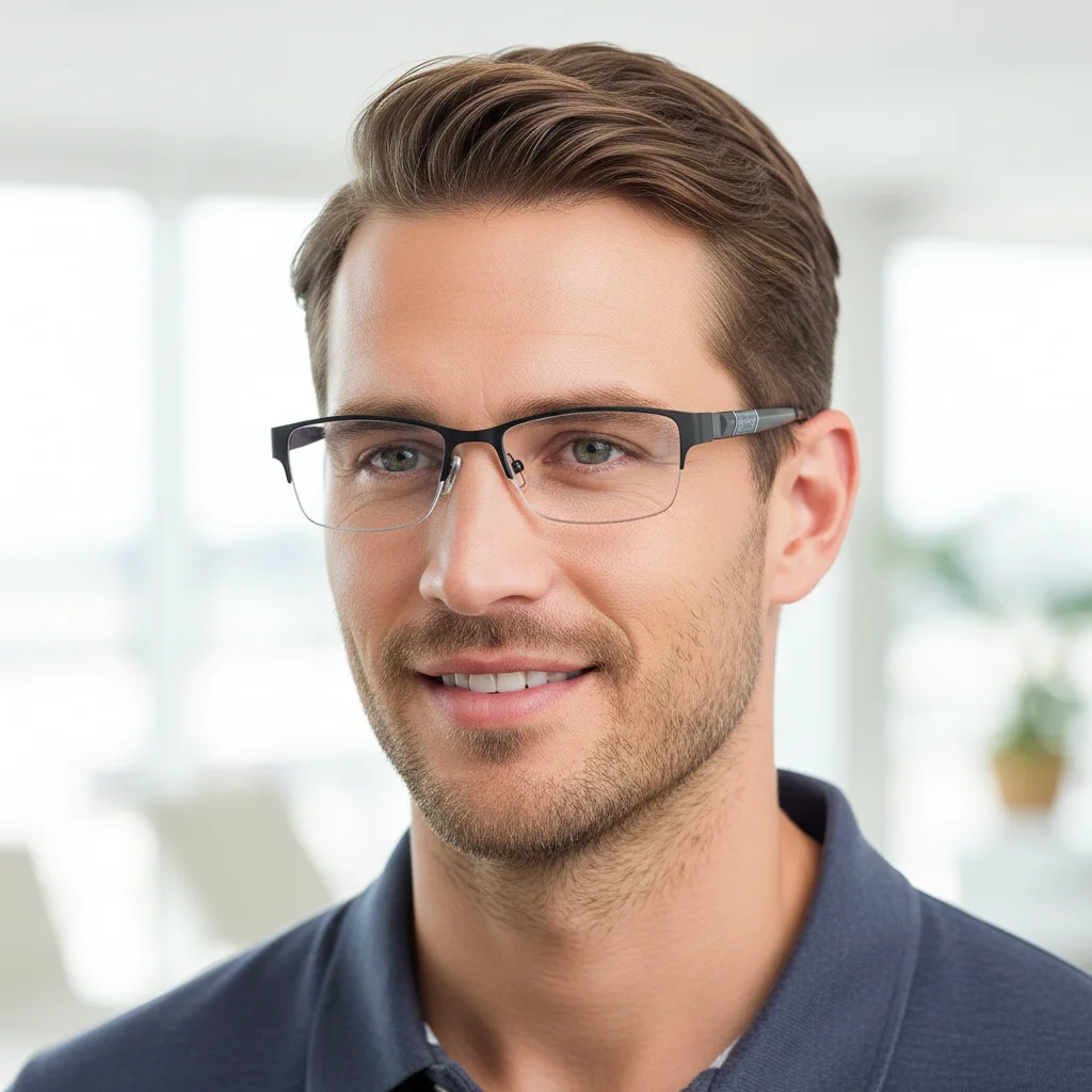 Multifocal Color-changing Men's Half-frame Smart Zoom Near-far Presbyopic Glasses806
