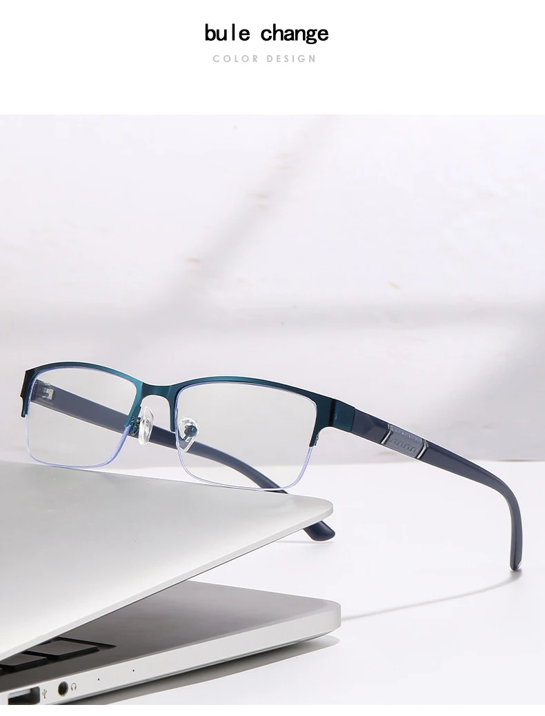 Multifocal Color-changing Men's Half-frame Smart Zoom Near-far Presbyopic Glasses806