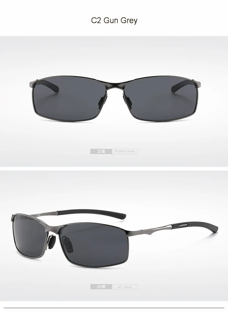 Rectangle Metail Frame Polarized Sunglasses Men Brand Designer Color Changing Sun Glasses Driving Oculos De Sol UV400