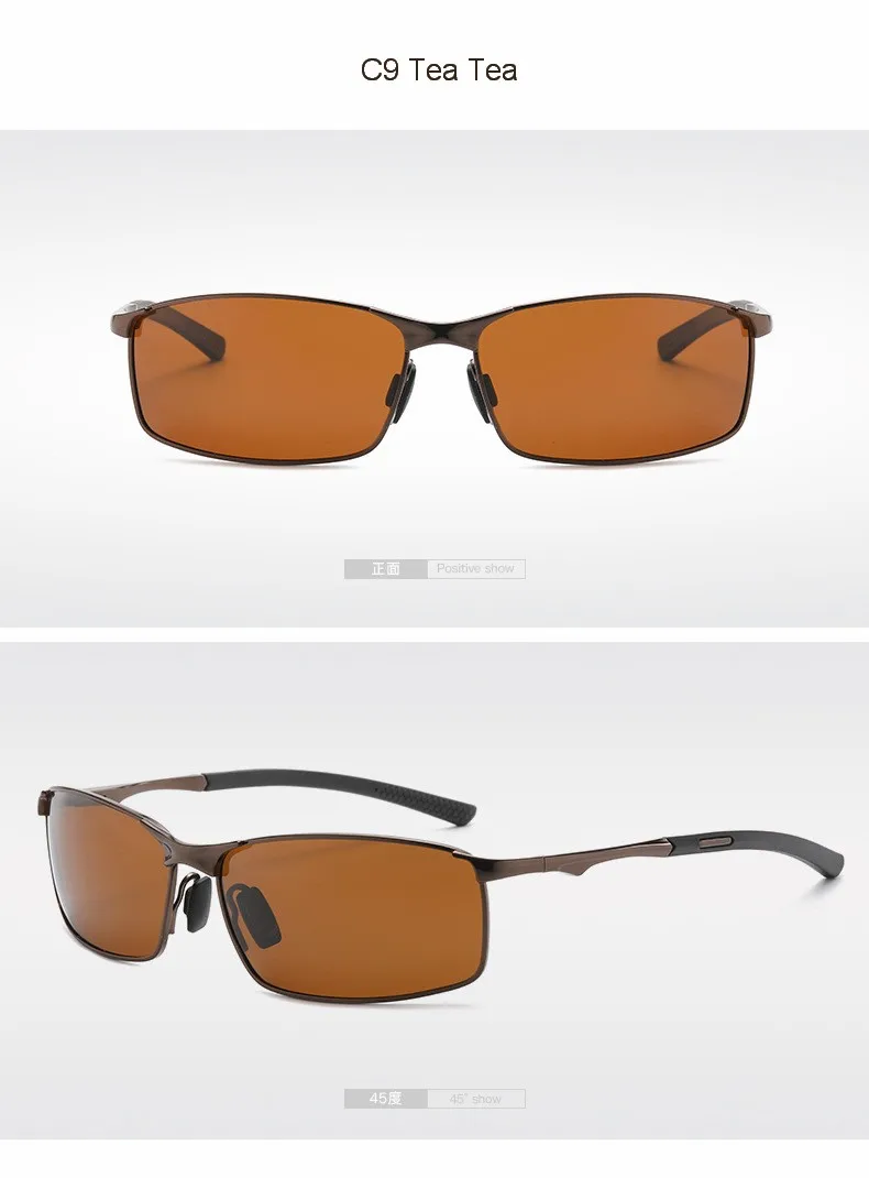 Rectangle Metail Frame Polarized Sunglasses Men Brand Designer Color Changing Sun Glasses Driving Oculos De Sol UV400