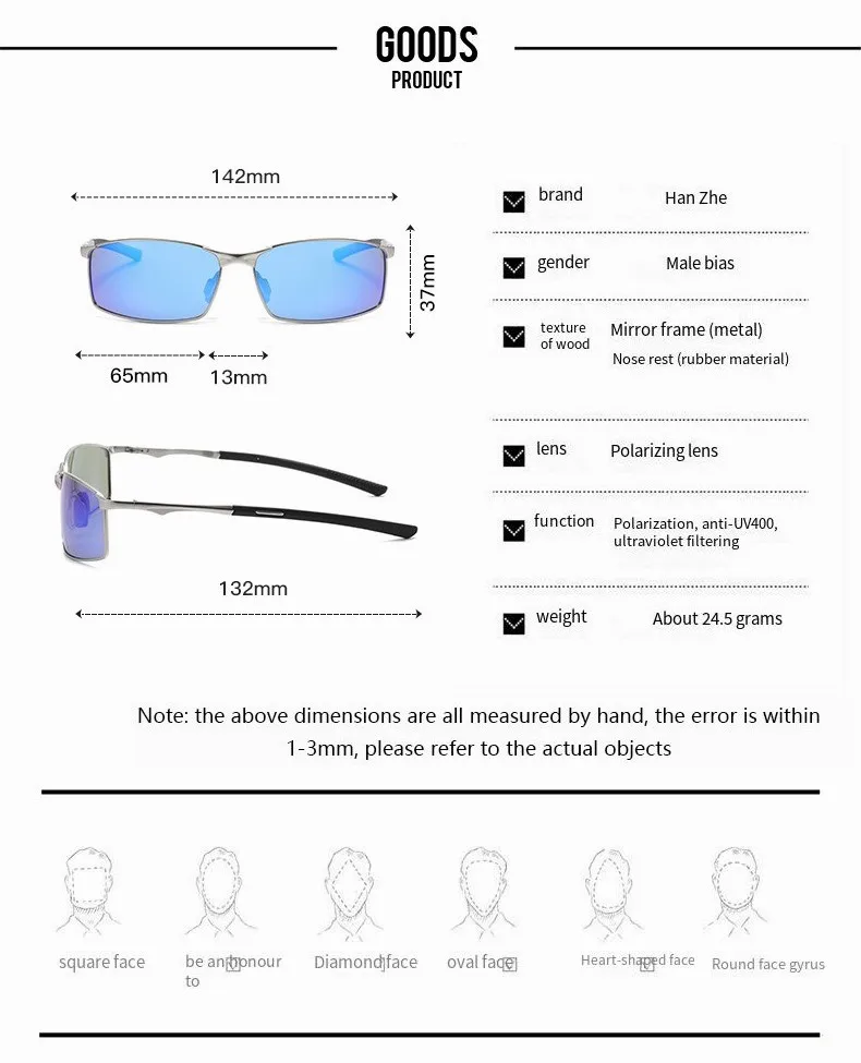 Rectangle Metail Frame Polarized Sunglasses Men Brand Designer Color Changing Sun Glasses Driving Oculos De Sol UV400