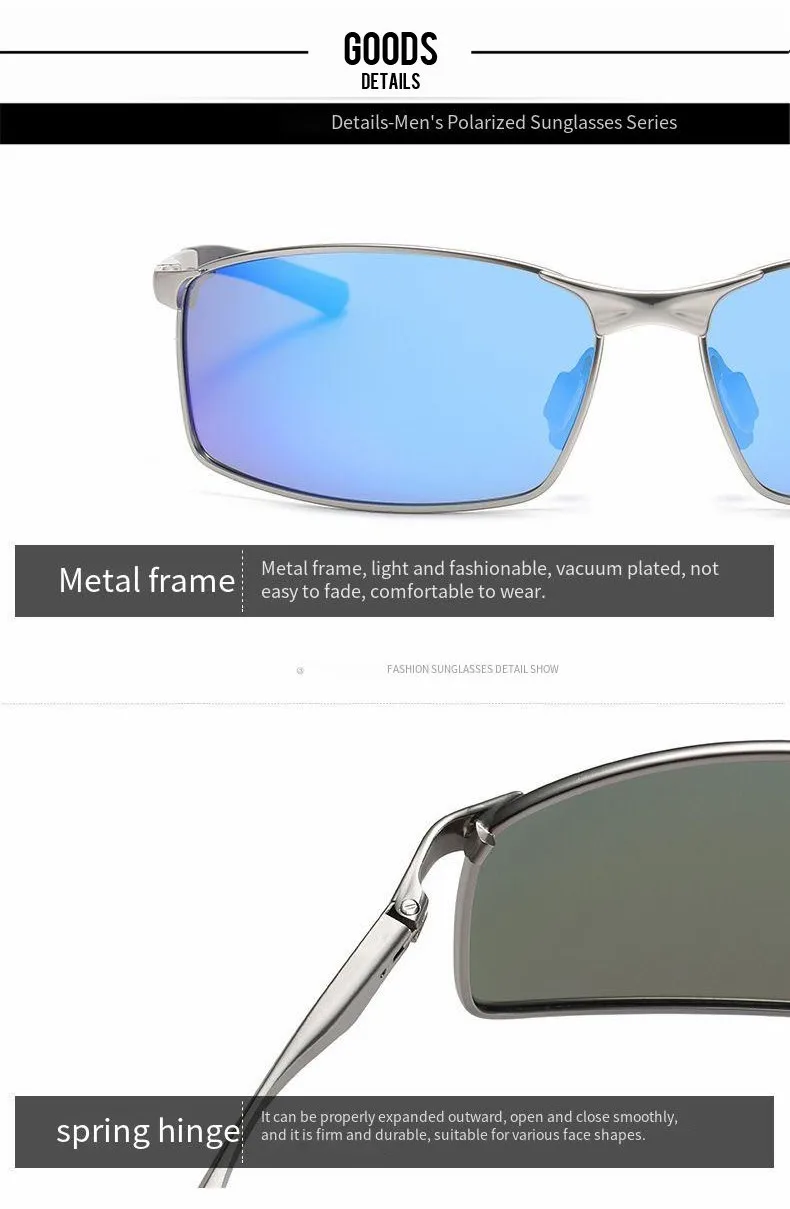 Rectangle Metail Frame Polarized Sunglasses Men Brand Designer Color Changing Sun Glasses Driving Oculos De Sol UV400