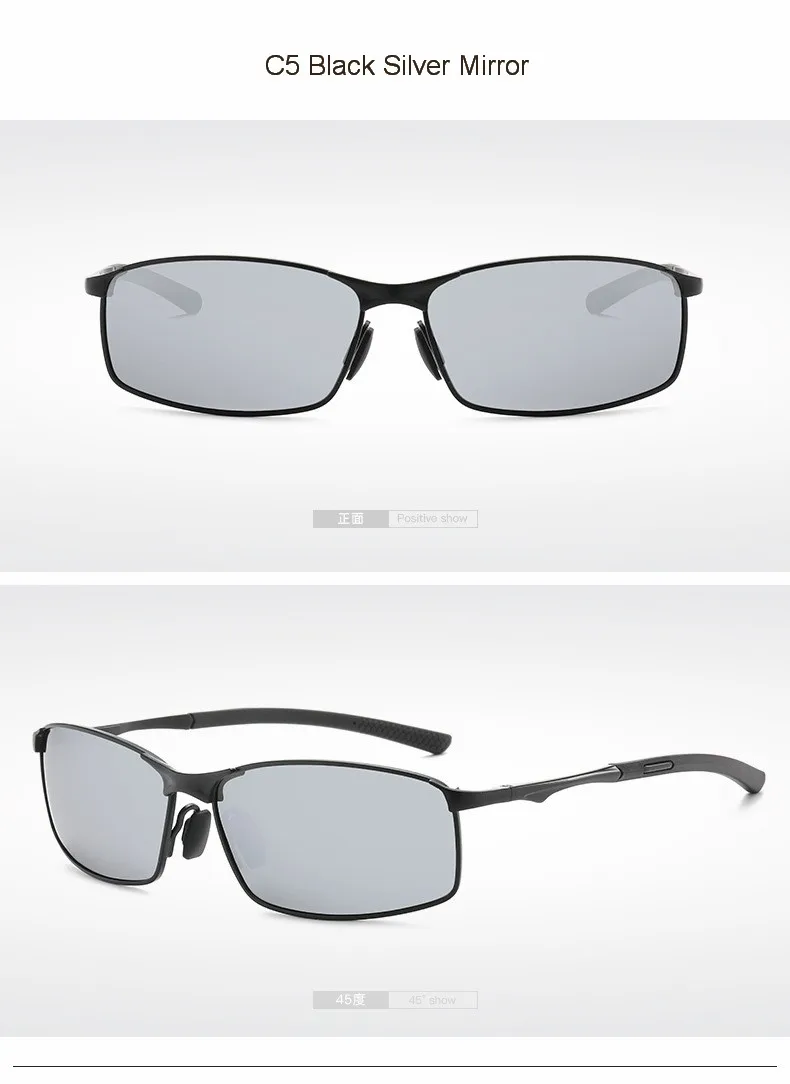 Rectangle Metail Frame Polarized Sunglasses Men Brand Designer Color Changing Sun Glasses Driving Oculos De Sol UV400