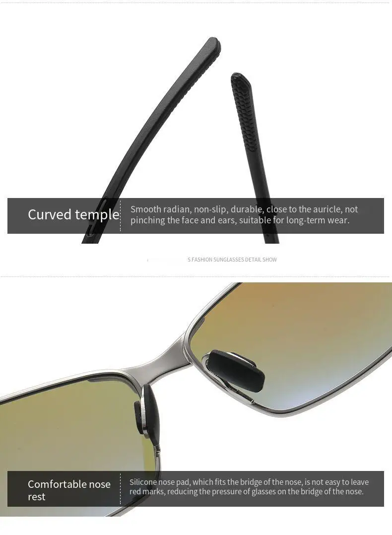 Rectangle Metail Frame Polarized Sunglasses Men Brand Designer Color Changing Sun Glasses Driving Oculos De Sol UV400