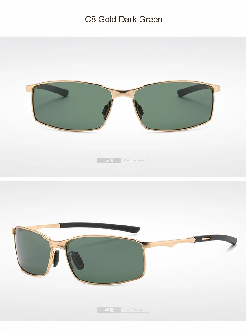 Rectangle Metail Frame Polarized Sunglasses Men Brand Designer Color Changing Sun Glasses Driving Oculos De Sol UV400