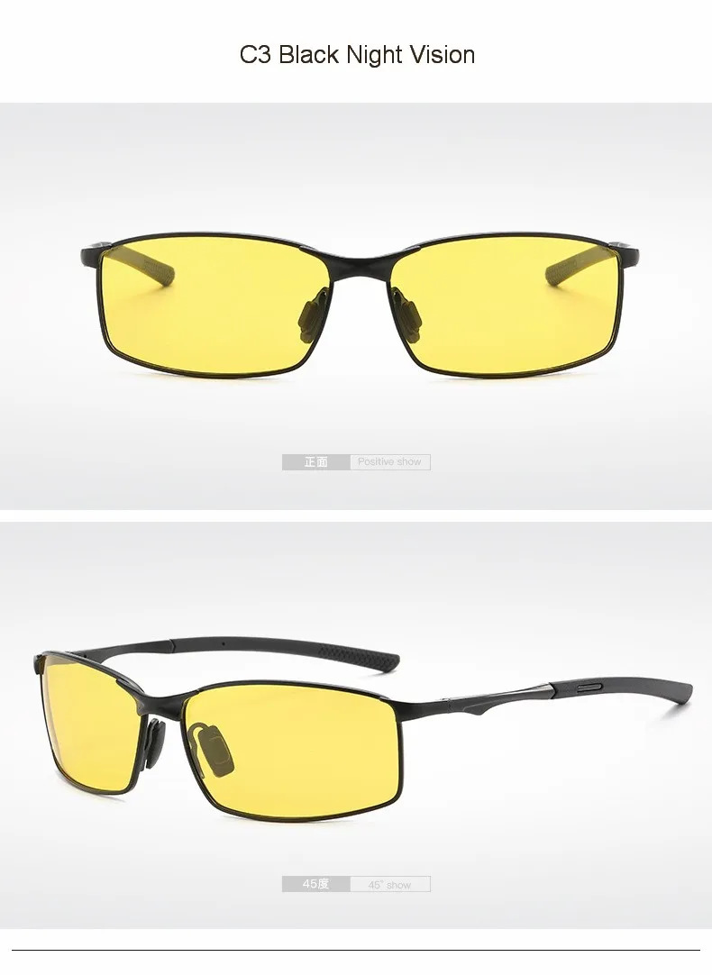 Rectangle Metail Frame Polarized Sunglasses Men Brand Designer Color Changing Sun Glasses Driving Oculos De Sol UV400