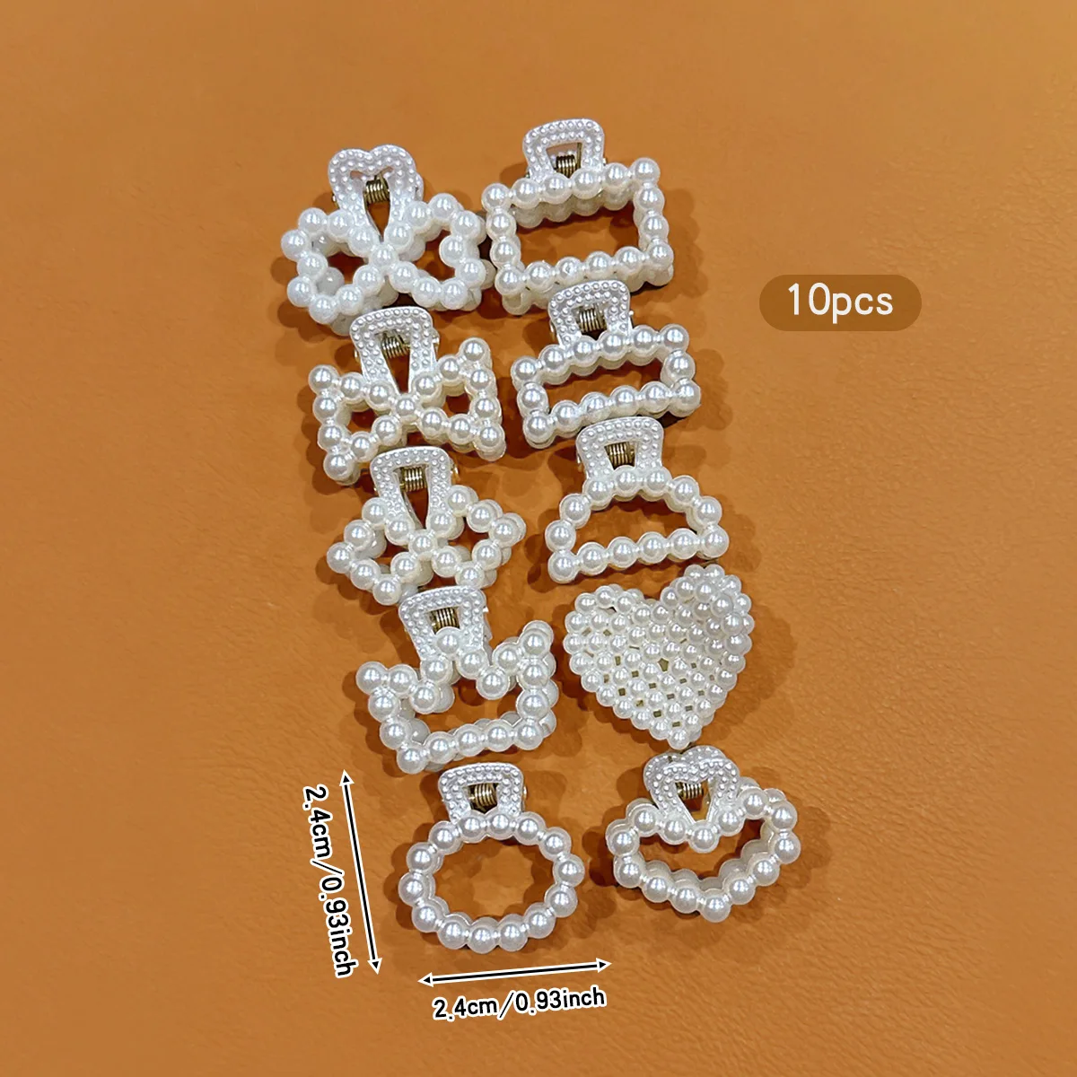 10 off-white bowknot heart-shaped hair clips with claws, simple and cute, suitable for daily use as hair accessories