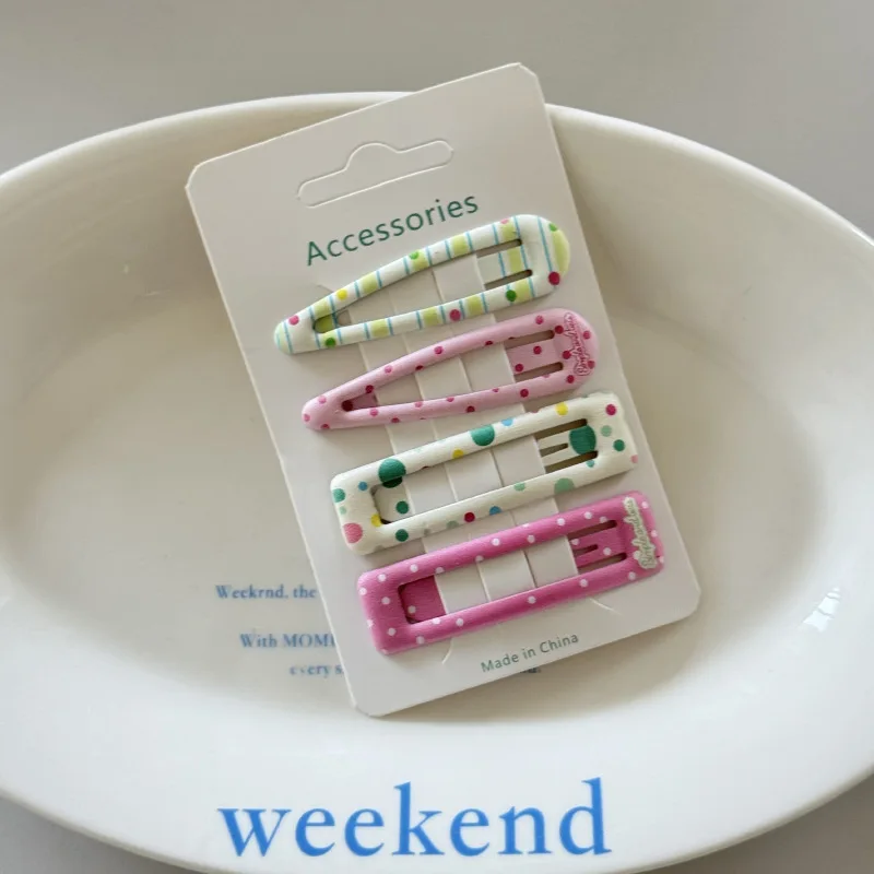 Small fresh polka dot plaid hairpin women's broken hair finishing bb clip forehead bangs clip children's hairpin hairaccessories