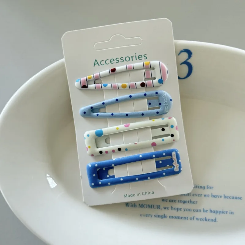 Small fresh polka dot plaid hairpin women's broken hair finishing bb clip forehead bangs clip children's hairpin hairaccessories