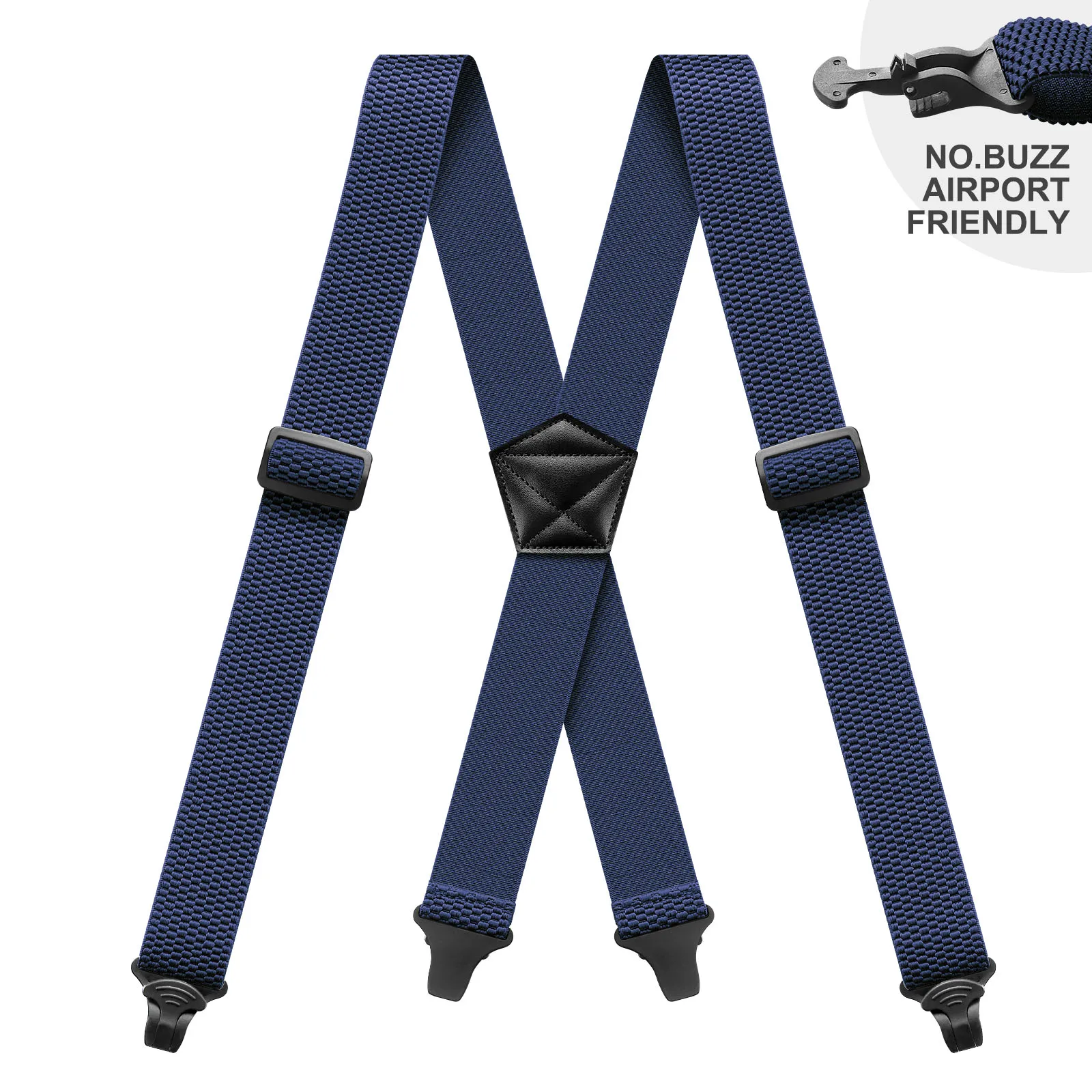 Men Suspenders Heavy Duty Work 3.8cm Wide X-Back with 4 Plastic Gripper Clasps Adjustable Elastic Trouser Pants Braces