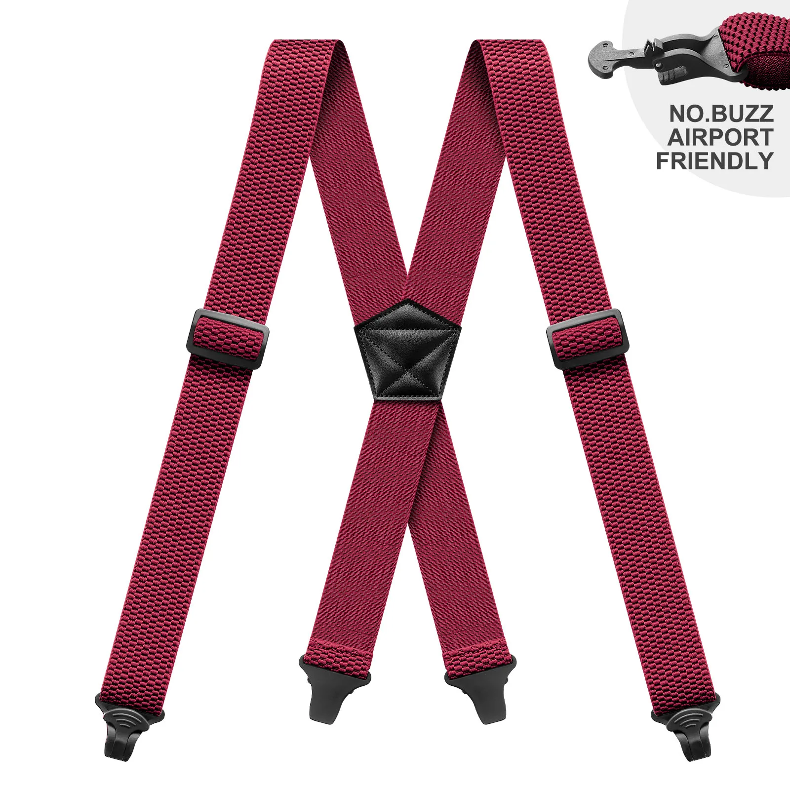 Men Suspenders Heavy Duty Work 3.8cm Wide X-Back with 4 Plastic Gripper Clasps Adjustable Elastic Trouser Pants Braces
