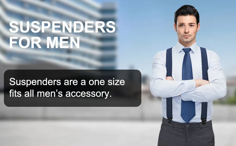 Men Suspenders Heavy Duty Work 3.8cm Wide X-Back with 4 Plastic Gripper Clasps Adjustable Elastic Trouser Pants Braces
