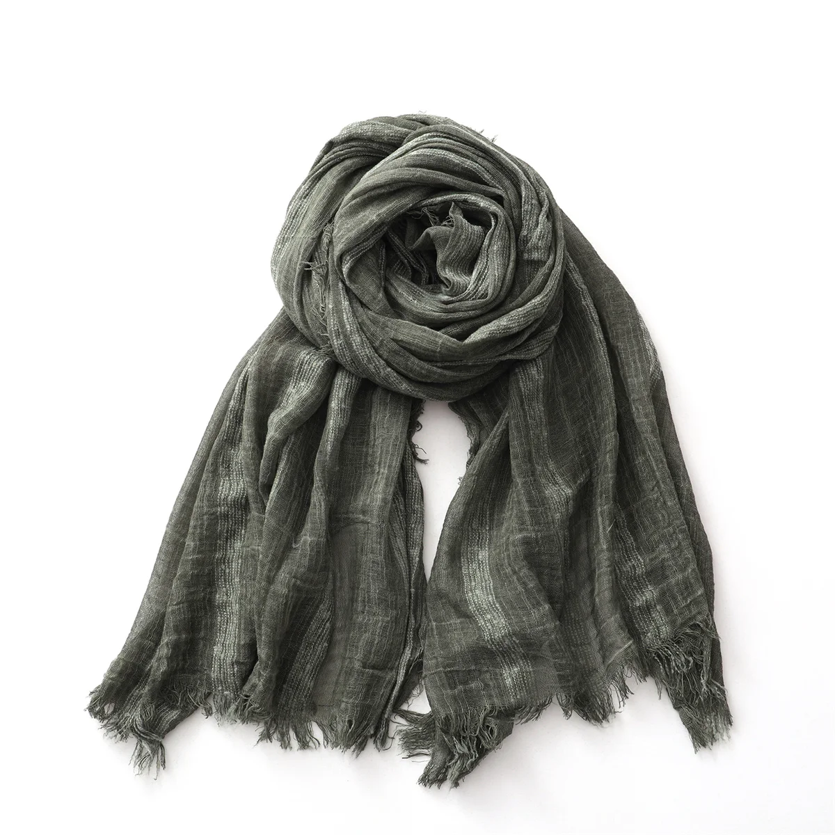 Cotton Linen Striped Scarf for Men Women Soft Warm Neckerchief Short Tassel Scarves Male Accessories Bufandas Shawls