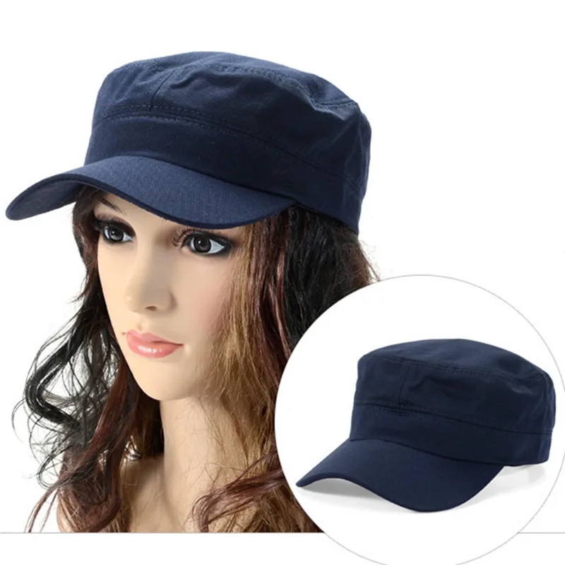 1PC Fashion Men Women Five Colors Unisex Adjustable Classic Style Plain Flat Vintage Army Hat Cadet Military Patrol Cap