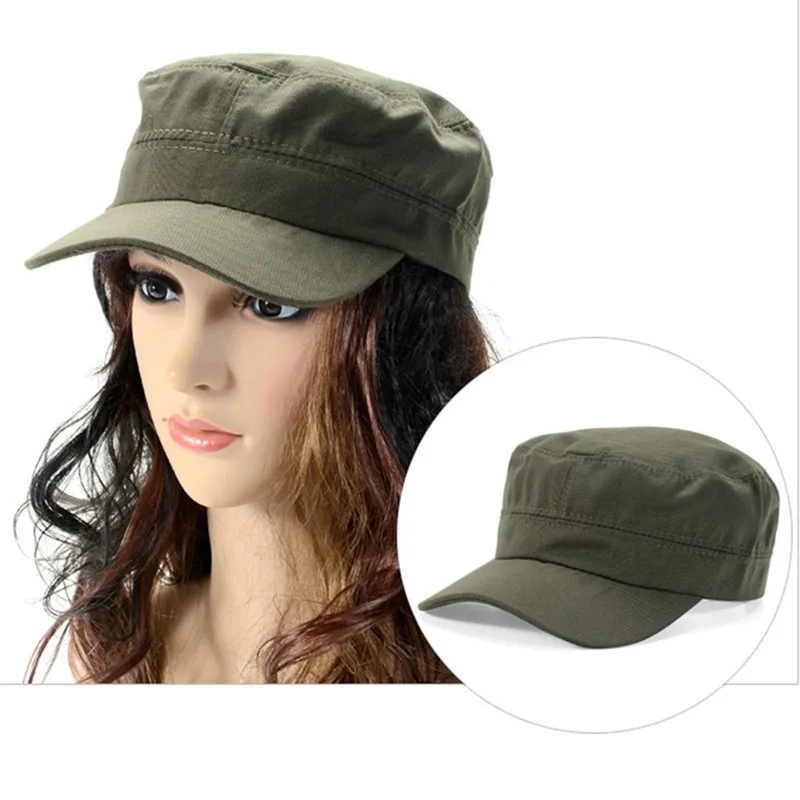 1PC Fashion Men Women Five Colors Unisex Adjustable Classic Style Plain Flat Vintage Army Hat Cadet Military Patrol Cap