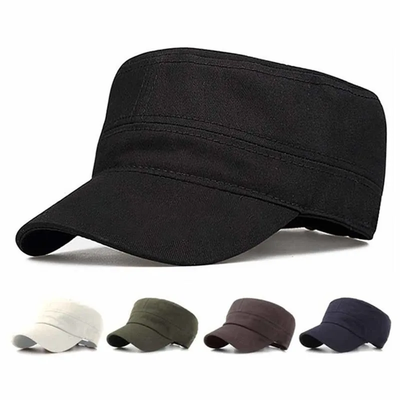 1PC Fashion Men Women Five Colors Unisex Adjustable Classic Style Plain Flat Vintage Army Hat Cadet Military Patrol Cap