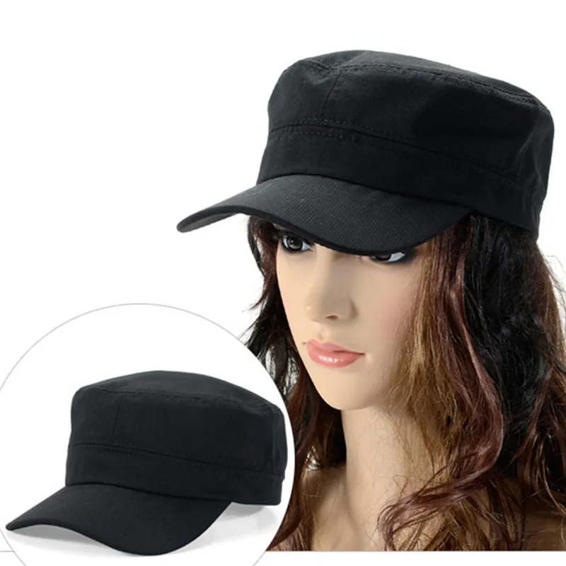 1PC Fashion Men Women Five Colors Unisex Adjustable Classic Style Plain Flat Vintage Army Hat Cadet Military Patrol Cap