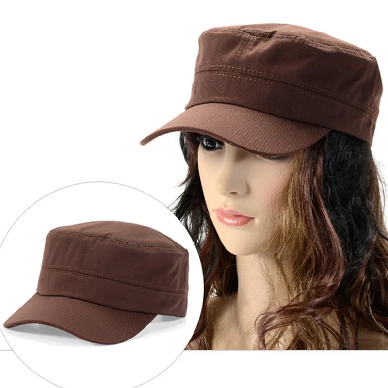 1PC Fashion Men Women Five Colors Unisex Adjustable Classic Style Plain Flat Vintage Army Hat Cadet Military Patrol Cap