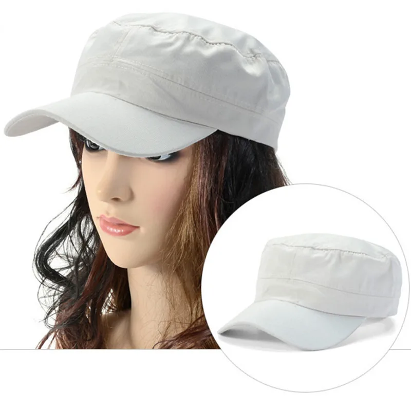 1PC Fashion Men Women Five Colors Unisex Adjustable Classic Style Plain Flat Vintage Army Hat Cadet Military Patrol Cap