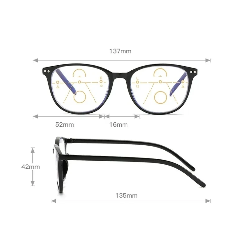 New 3 in 1 Progressive Multifocal Reading Glasses For Women Eyeglasses Easy To Look Far and Near +1.0 To +4.0