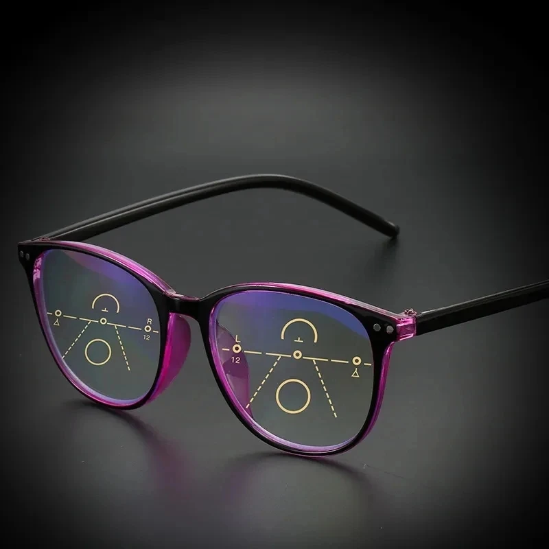 New 3 in 1 Progressive Multifocal Reading Glasses For Women Eyeglasses Easy To Look Far and Near +1.0 To +4.0