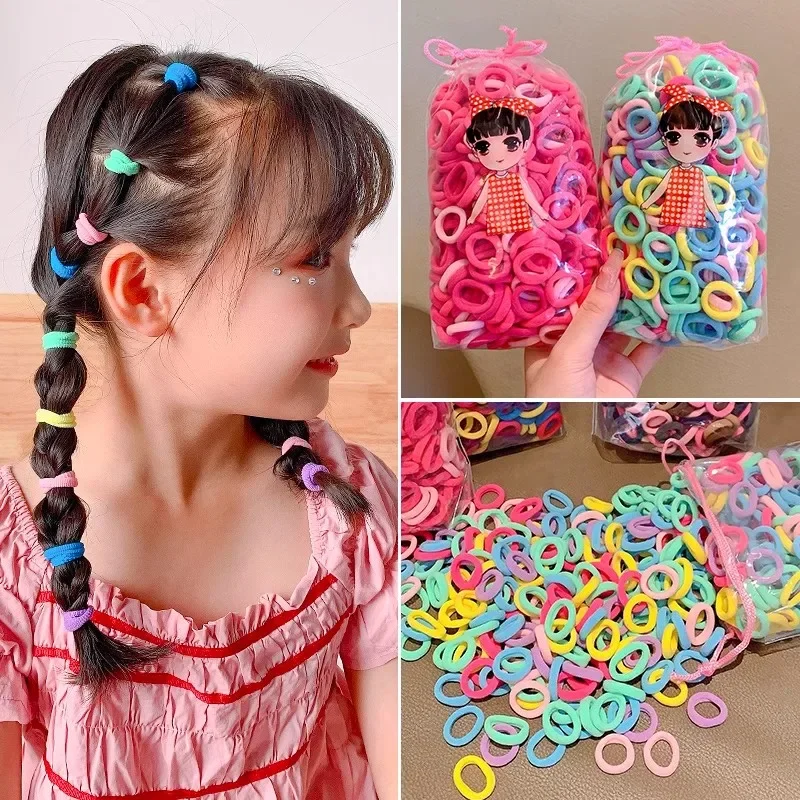 200/300PCS Women Girls Hair Ties Elastic Hair Bands Ponytail Hold Rubber Bands Scrunchie Hair Accessories for Girl Headband
