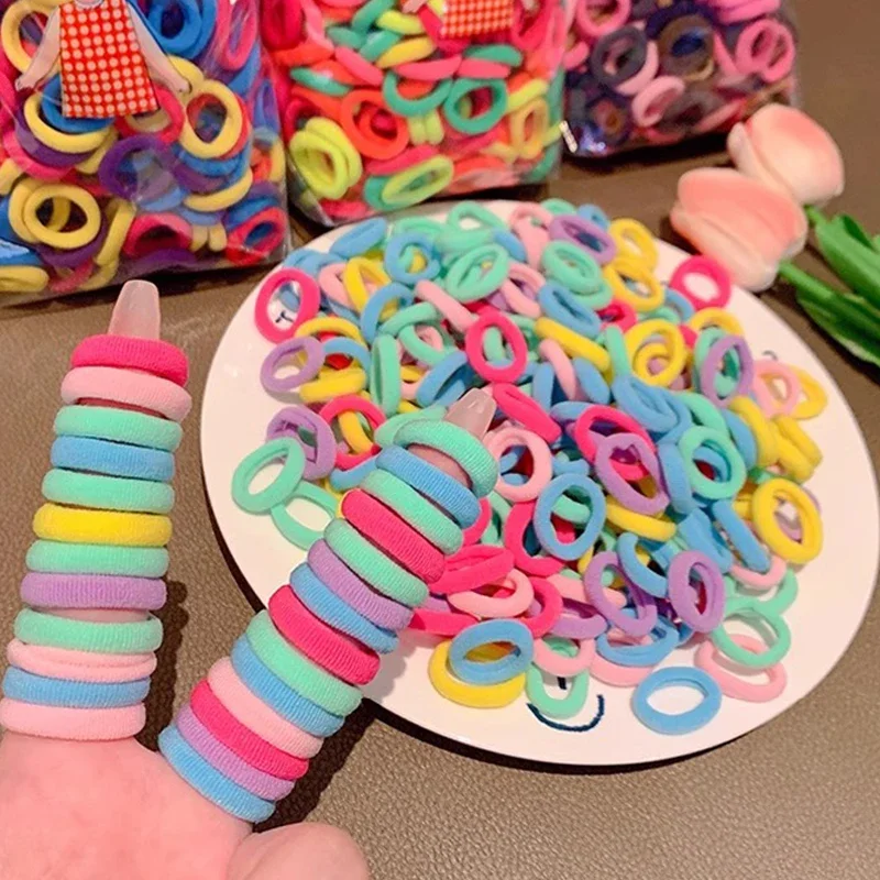200/300PCS Women Girls Hair Ties Elastic Hair Bands Ponytail Hold Rubber Bands Scrunchie Hair Accessories for Girl Headband