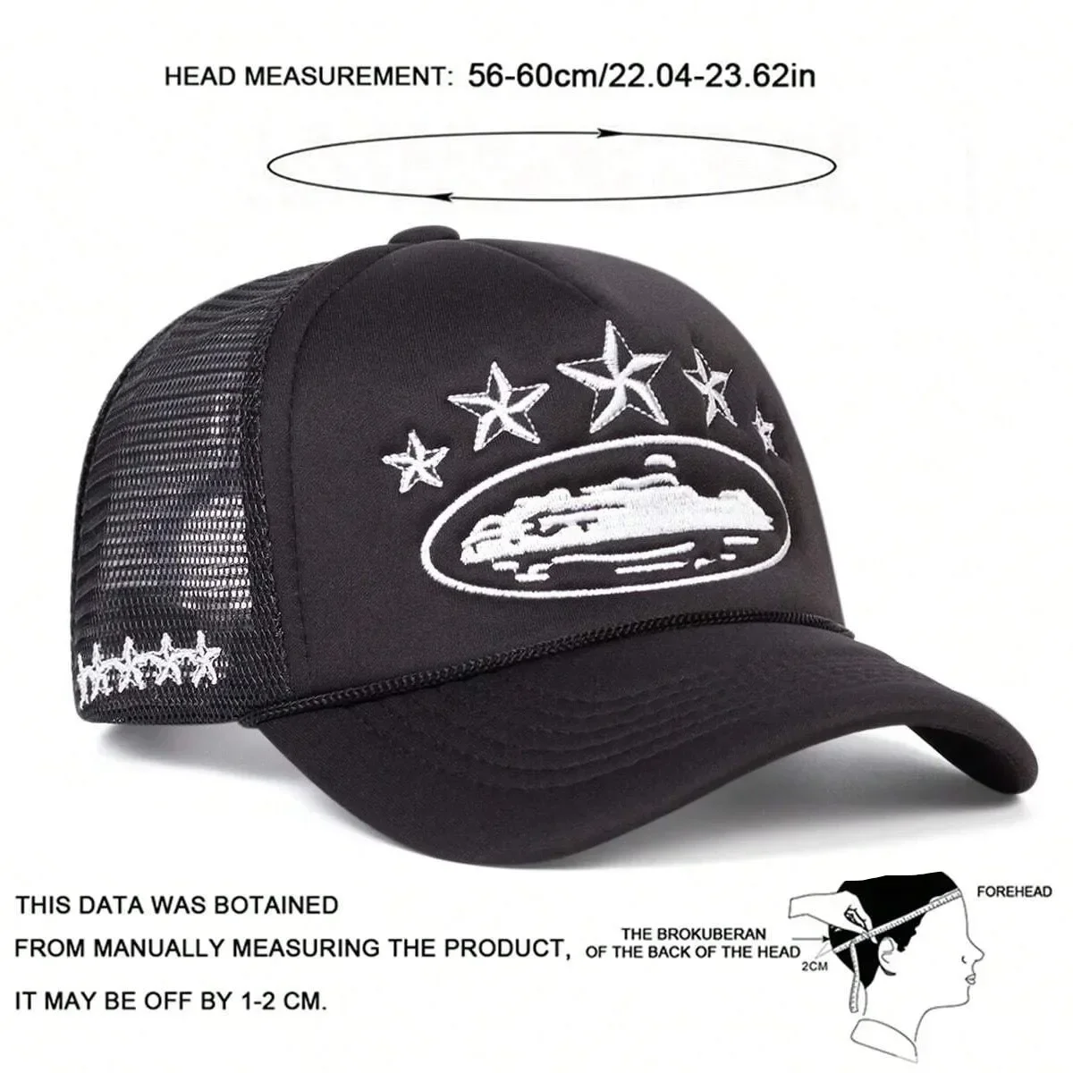 Fashionable Embroidered Baseball Hat Five Star Color blocked Mesh Breathable Summer Duck Tongue Hat Versatile Sunshade Truck Hat