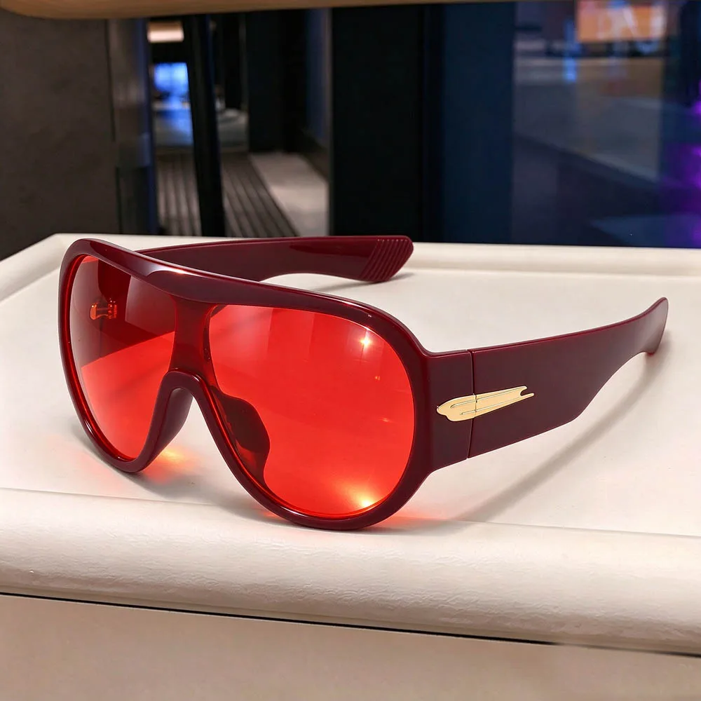 New Fashion Oversized Black One Piece Sunglasses for Women Men vintage Stripe Leg Shield Sun Glasses Ladies sexy Driving Shades