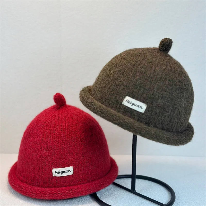 2025 Women's Winter Beanies Turned-up Brim Knitted Woolly Hat Keep Head Warm Knitted Cap Minimalist Style Fashion Accessories