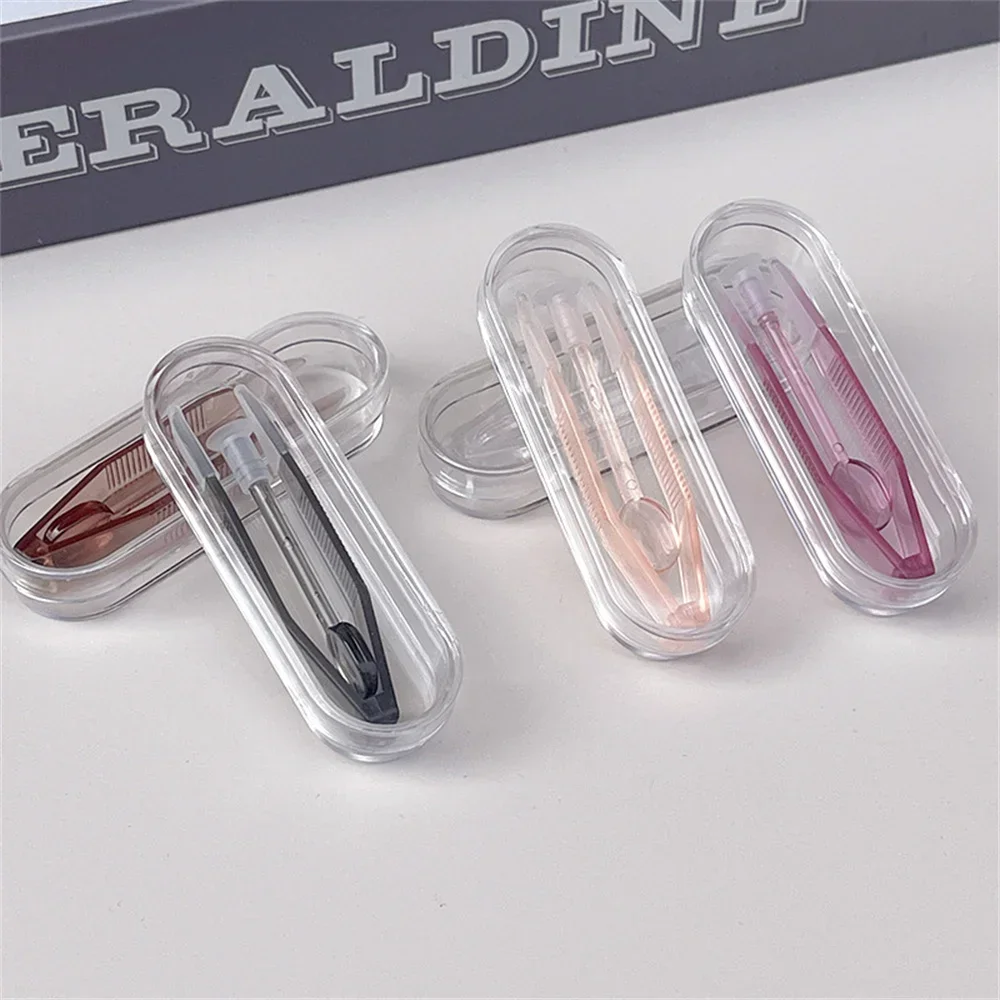 1/2PC Contact Lens Tweezers Wear Tools Transparent Large Long Clamp Rod Set Small Contact Lenses Tweezers