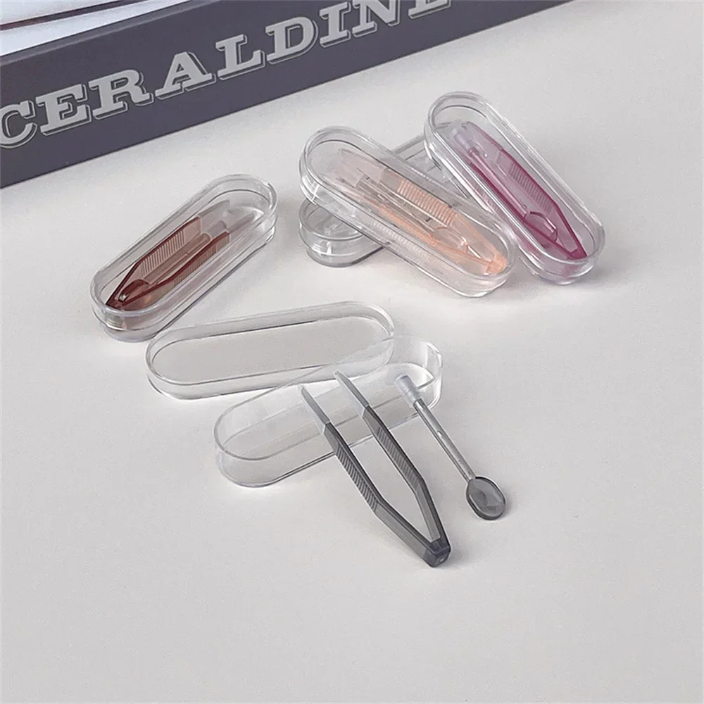 1/2PC Contact Lens Tweezers Wear Tools Transparent Large Long Clamp Rod Set Small Contact Lenses Tweezers