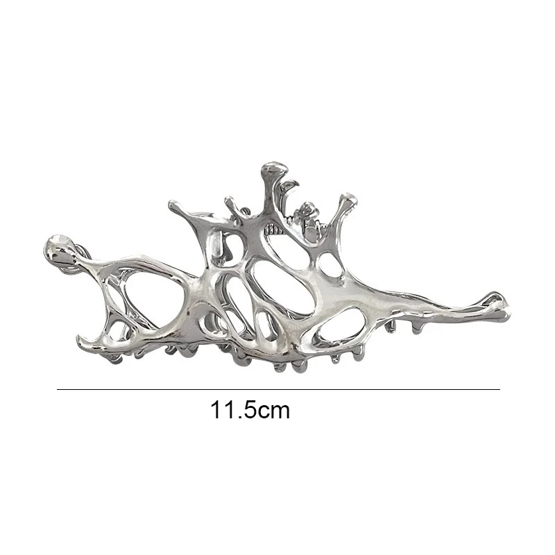 Punk Metal Hair Claw Clip for Thick Liquid Irregular Pattern Barrettes Hair Non-Slip and Stylish Accessory Silver Color Hairpin