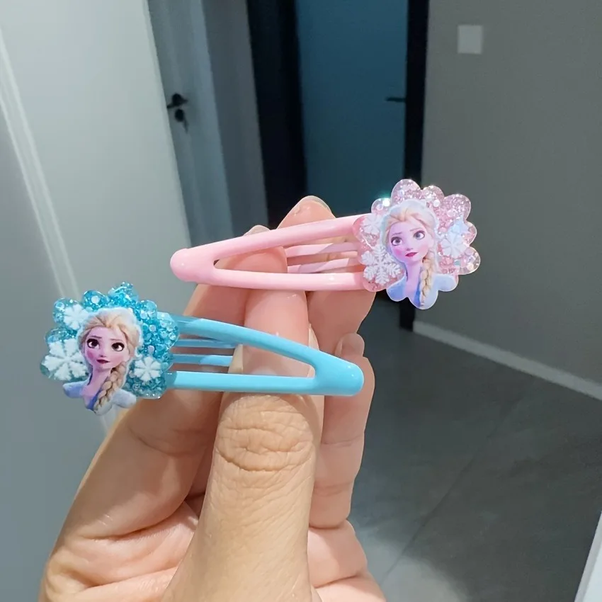 6pcs/set Cute Girl Hair Accessories Frozen Elements Princess Hair Clip Daily Performance Sweet Bow Children's Hair Circle