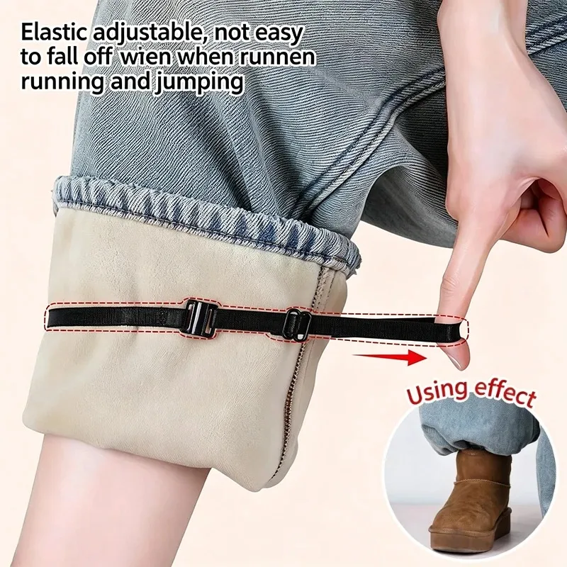 2/4Pcs Adjustable Elastic Leg Hem Tightening Bands For Wide Leg Pants, Length Shortener, Hemming Cuff, High Elasticity, Reusable