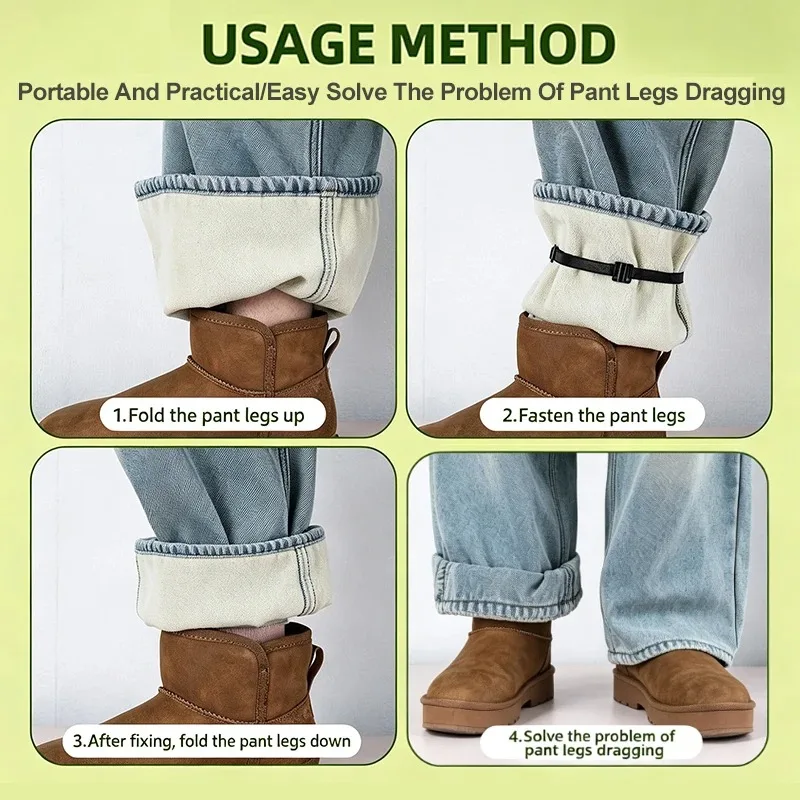 2/4Pcs Adjustable Elastic Leg Hem Tightening Bands For Wide Leg Pants, Length Shortener, Hemming Cuff, High Elasticity, Reusable