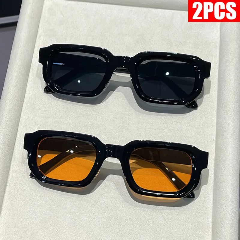 2/3PCS Vintage Rectangle Frame Sunglasses for Women Fashion Retro Luxury Brand Design UV400 Sun Glasses Men's Eyewear Goggles