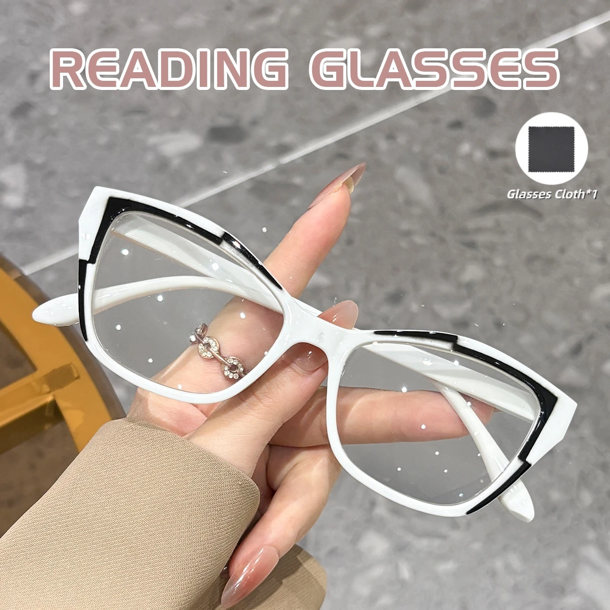 New Fashion Cat Eye Reading Glasses Women Anti-blue Light Eyeglasses Blocking Blue Light Readers Double Color Frame Eyewear