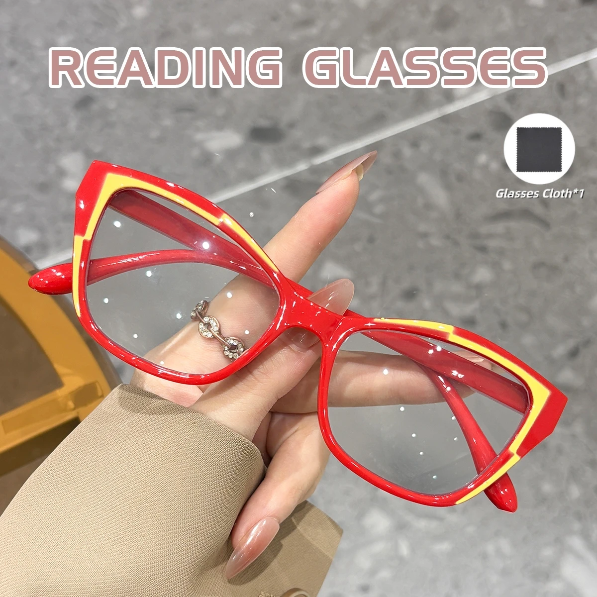New Fashion Cat Eye Reading Glasses Women Anti-blue Light Eyeglasses Blocking Blue Light Readers Double Color Frame Eyewear