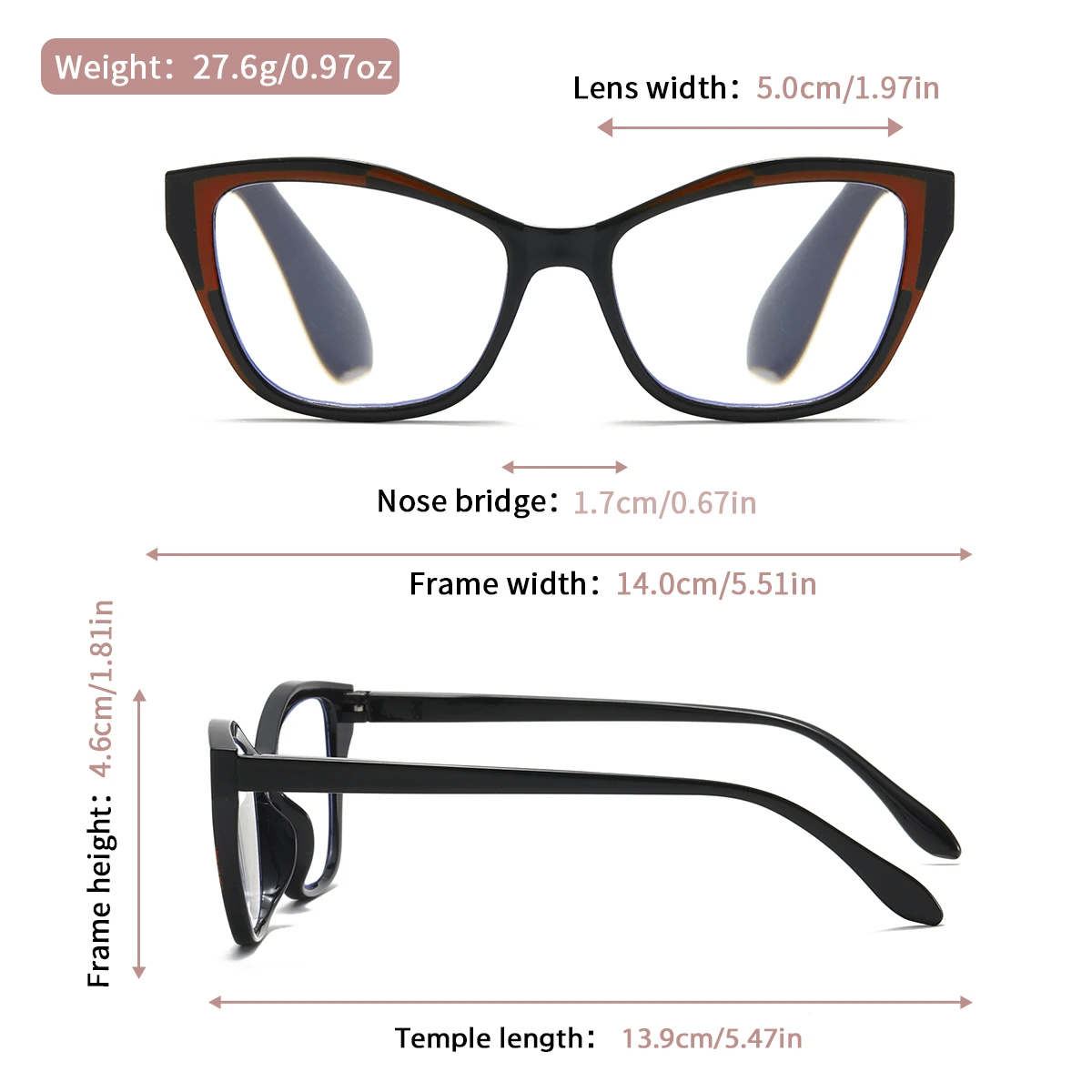 New Fashion Cat Eye Reading Glasses Women Anti-blue Light Eyeglasses Blocking Blue Light Readers Double Color Frame Eyewear
