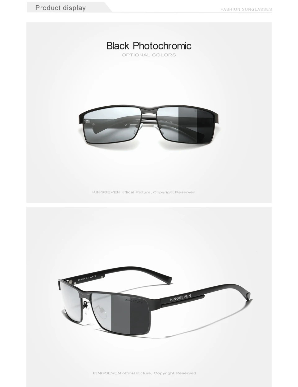 KINGSEVEN Men Polarized Photochromic Sunglasses Design Women Chameleon Sun Glasses UV400 Anti-glare Driving Square Eyeglasses