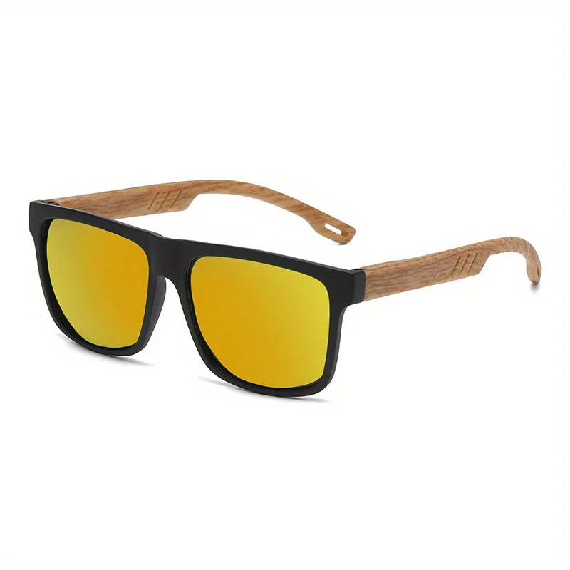 1pc Retro Walnut Ultra-Light Square Polarized Exquisite Fashion Sun Glasses For Men Women Outdoor Driving Beach Travel Eyewear