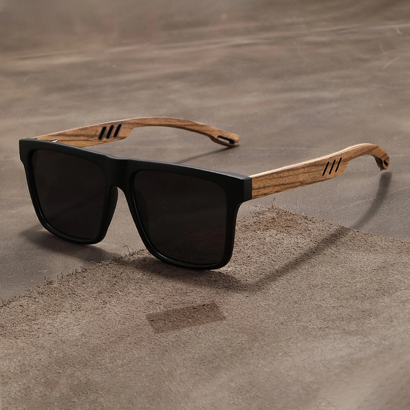 1pc Retro Walnut Ultra-Light Square Polarized Exquisite Fashion Sun Glasses For Men Women Outdoor Driving Beach Travel Eyewear