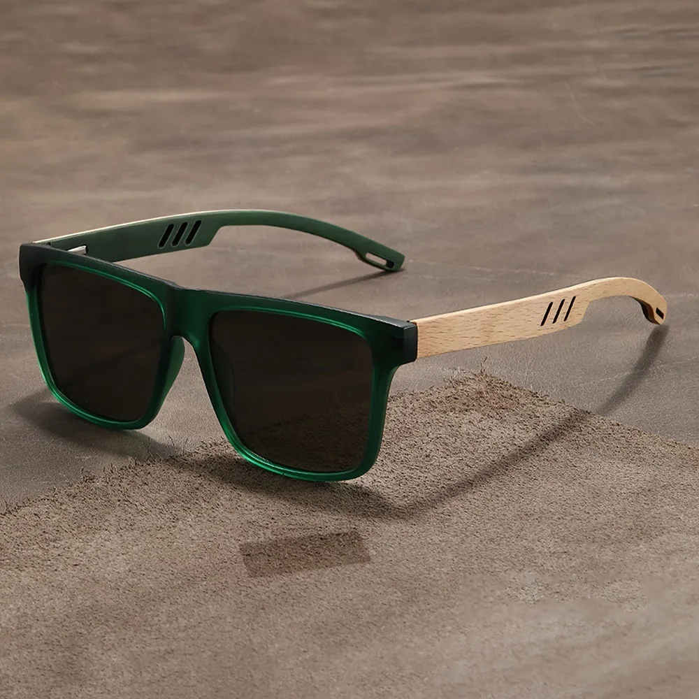 1/2pcs New Square Casual Sunglasses Wood Grain Spring Hinges UV400 Protection Unisex Outdoor Daily Eyewear