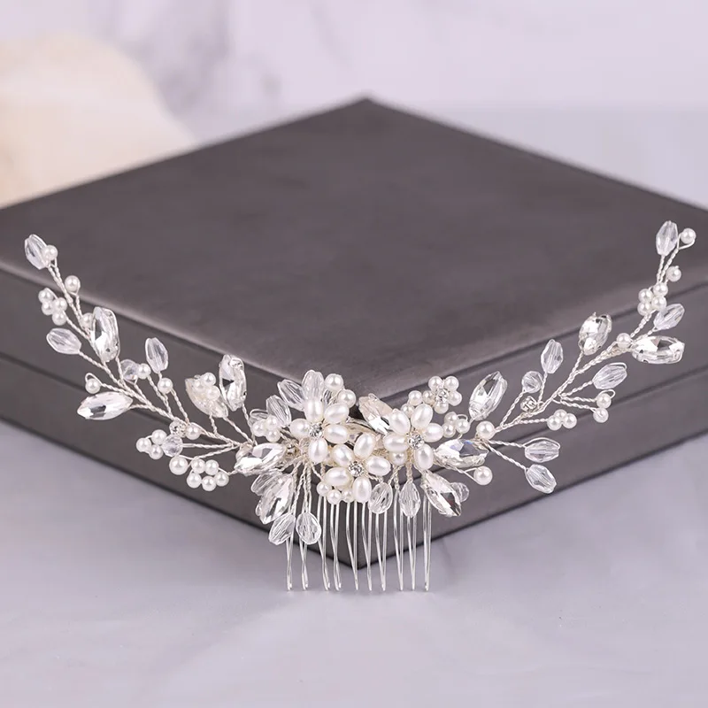 Headwear: Popular in Europe and America - Pearl Hair Comb for Wedding Gowns and Formal Attire - Decorative Diamond Hair Bun - Fa