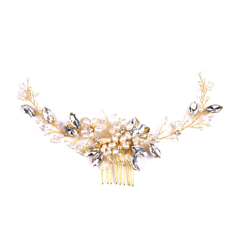 Headwear: Popular in Europe and America - Pearl Hair Comb for Wedding Gowns and Formal Attire - Decorative Diamond Hair Bun - Fa