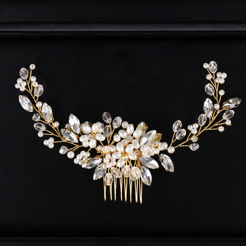 Headwear: Popular in Europe and America - Pearl Hair Comb for Wedding Gowns and Formal Attire - Decorative Diamond Hair Bun - Fa